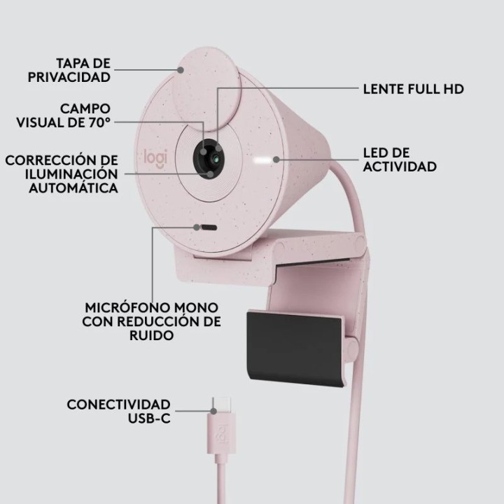 WEBCAM LOGITECH BRIO 300 FHD USB-C ROSE