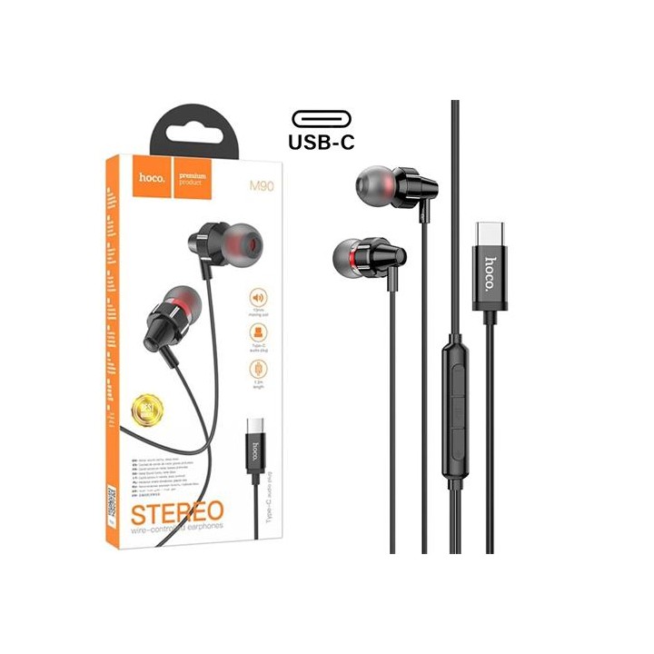 Hoco M90 Auricular USB-C con Micrófono Negro