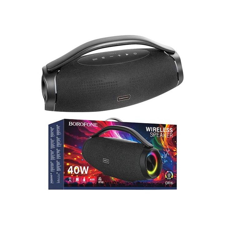 Borofone DR16 Boombox Altavoz Bluetooth Portátil con luces LED