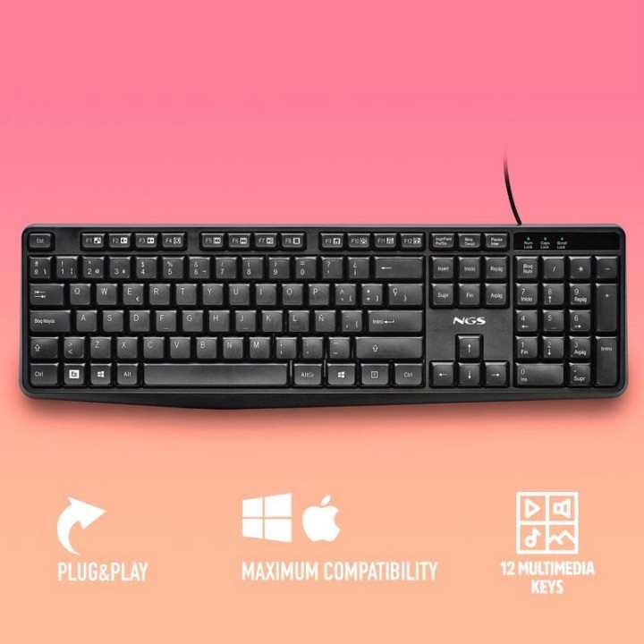 TECLADO NGS FUNKY V4 USB MULTIMEDIA BLACK