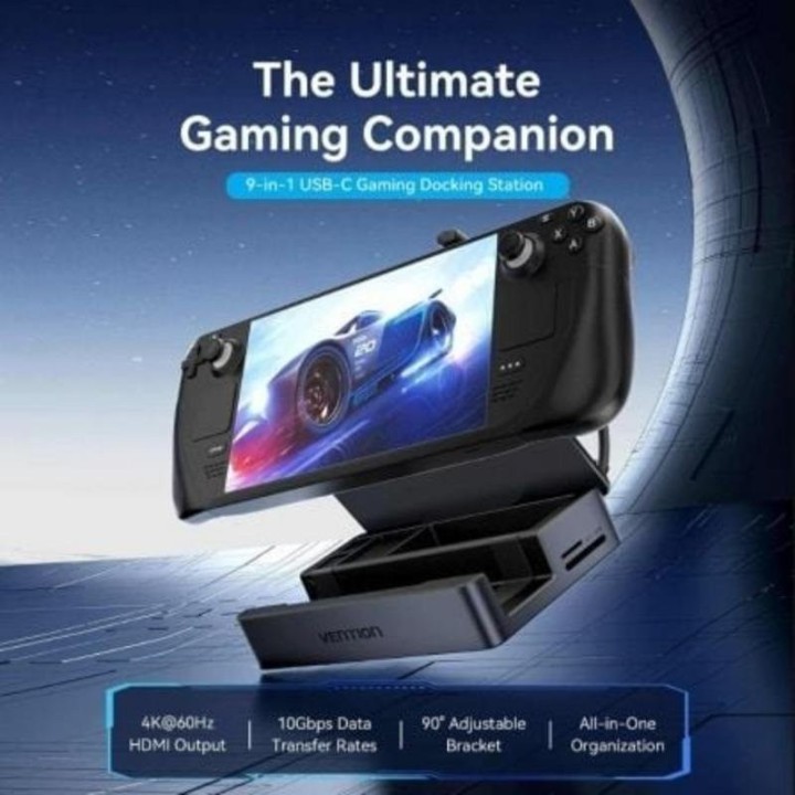 DOCKING USB-C PARA STEAM DECK/SWITCH VENTION 2X HDMI 4K/3X USB-A/1X USB-C/1X USB-C PD/1X RJ45/1X MICROSD