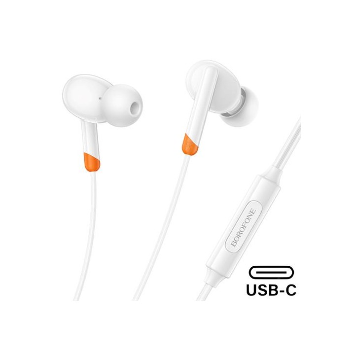 Borofone BM92 Auriculares con Micrófono y Conexión USB-C Blanco