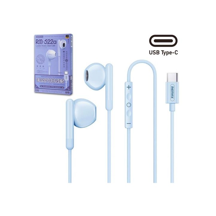 Remax RM-522a Remax RM-522a Auricular con cable USB-C Azul