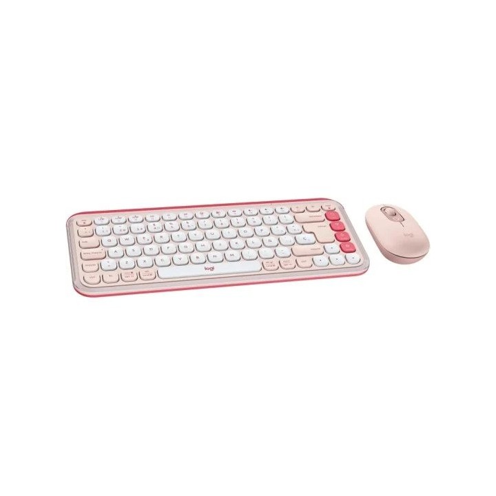 TECLADO + RATON LOGITECH POP ICON WIRELESS ROSE/WHITE