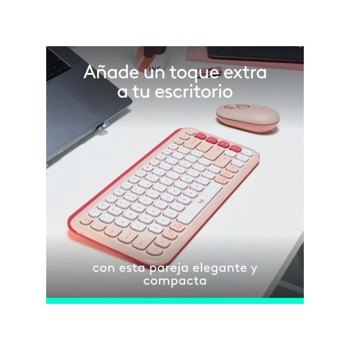 TECLADO + RATON LOGITECH POP ICON WIRELESS ROSE/WHITE