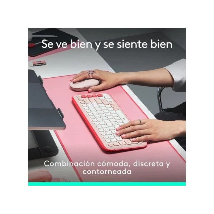 TECLADO + RATON LOGITECH POP ICON WIRELESS ROSE/WHITE