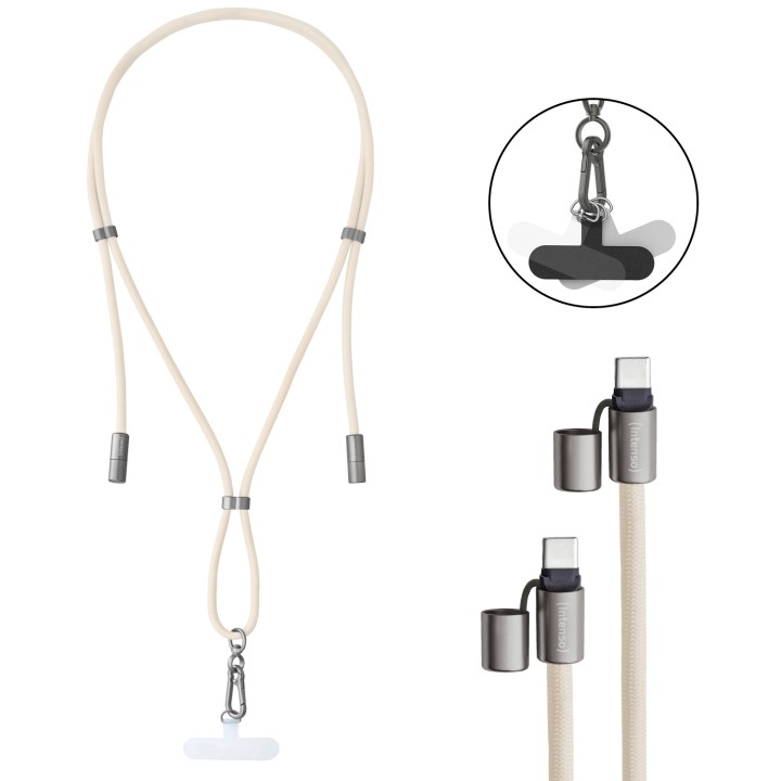 Intenso Handykette als Lade- + Datenkabel USB-C bis 1,65m beige cable USB USB C
