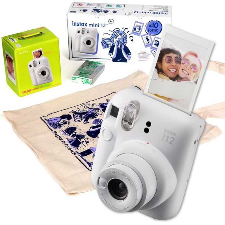 Fujifilm Instax Mini 12 Cámara Instantánea Kit Regalo Clay White