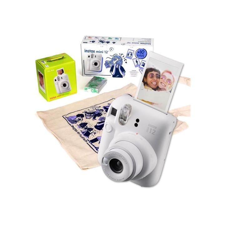 Fujifilm Instax Mini 12 Cámara Instantánea Kit Regalo Clay White
