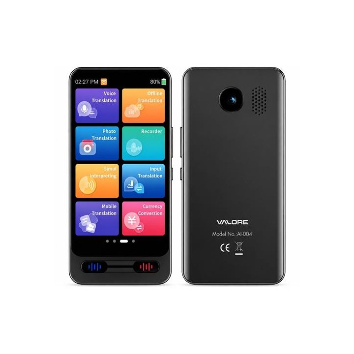 Valore Echo Traductor AI con Pantalla 4.2", Cámara, 142 Idiomas y Chat GPT (AI004)
