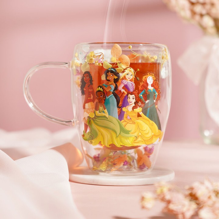 Taza cristal flores secas Princesas Disney