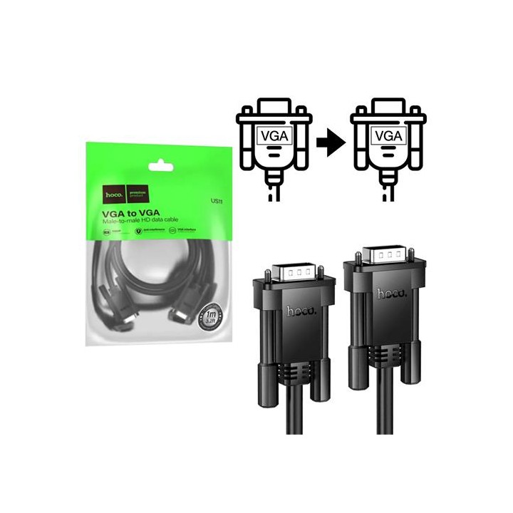 Hoco US11 Cable VGA a VGA de 1 Metro Negro
