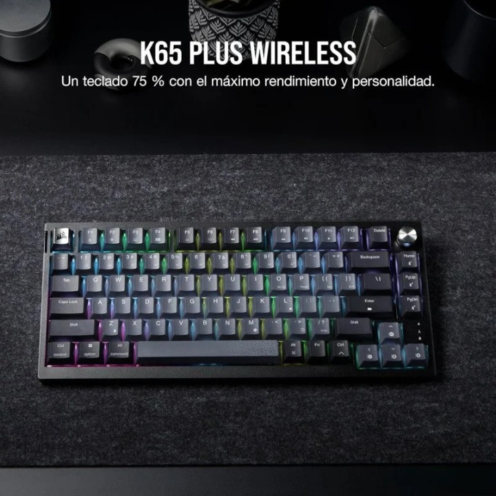 TECLADO GAMING CORSAIR K65 PLUS WIRELESS 75% ICUE RGB BLACK