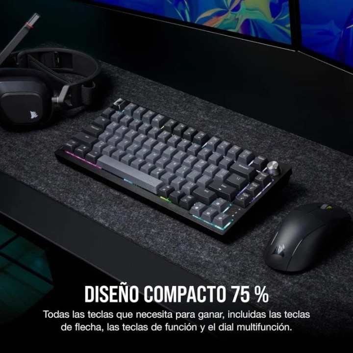 TECLADO GAMING CORSAIR K65 PLUS WIRELESS 75% ICUE RGB BLACK