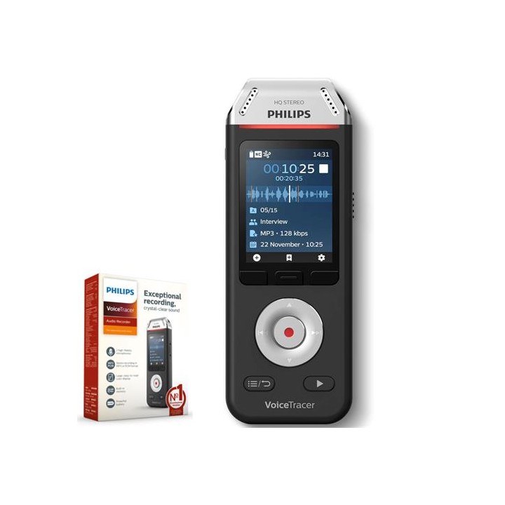Philips DVT2110 Grabadora de Voz 8GB con 2 Micrófonos HIFI