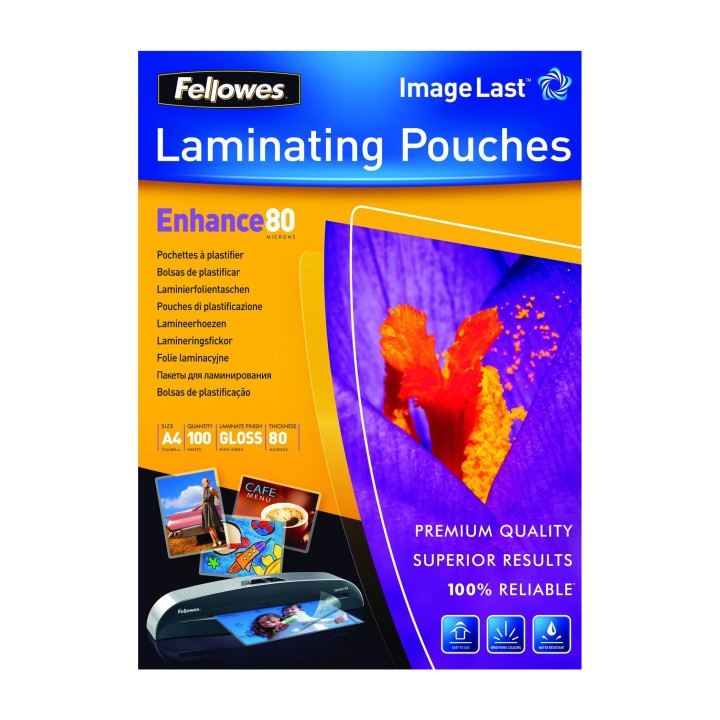 FELLOWES 5306114 FUNDAS PARA PLASTIFICAR A4 80MIC 100 UD