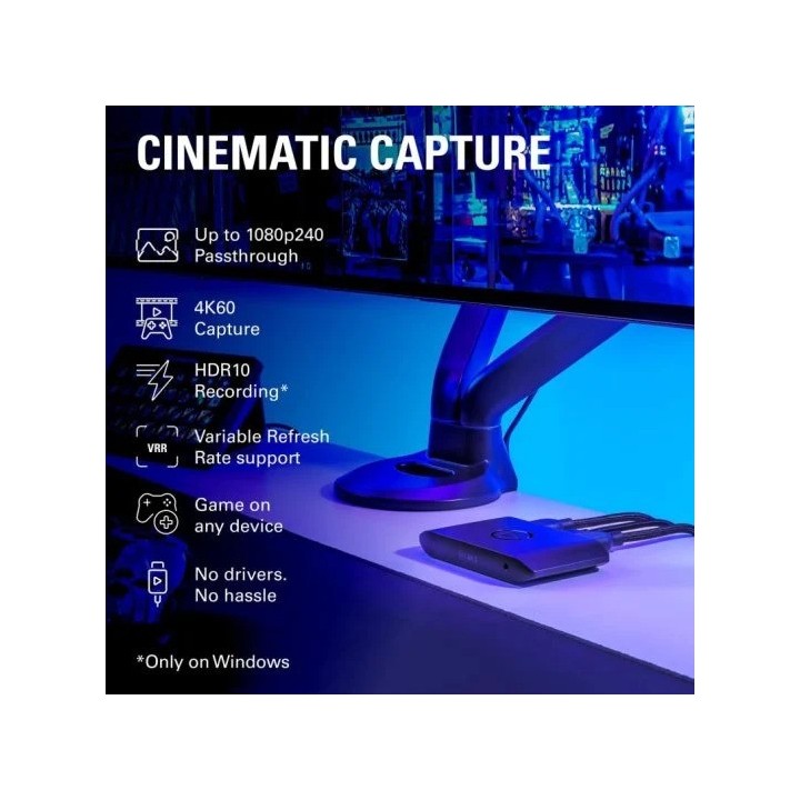 CAPTURADORA ELGATO 4K S 4K60 HDR10 USB-C BLACK