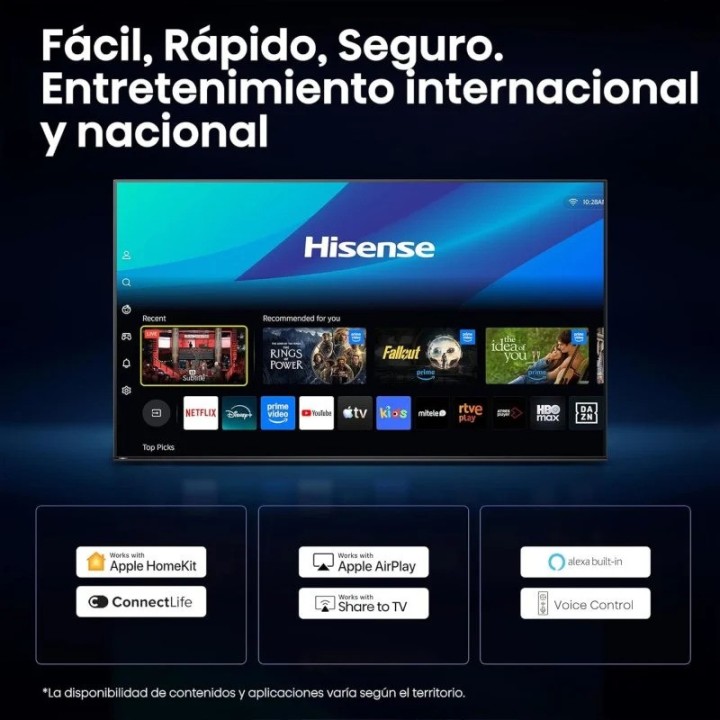 TELEVISOR HISENSE 65 QLED UHD 4K USB SMART TV VIDAA WIFI BLUETOOTH DOLBY ATMOS
