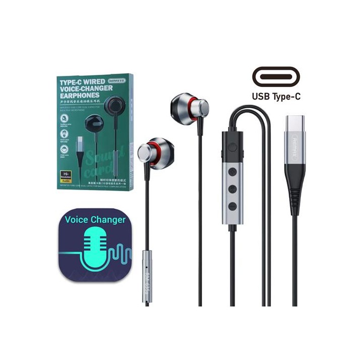 Remax RM-635a Auricular de Cable USB-C Cambiador de VOZ