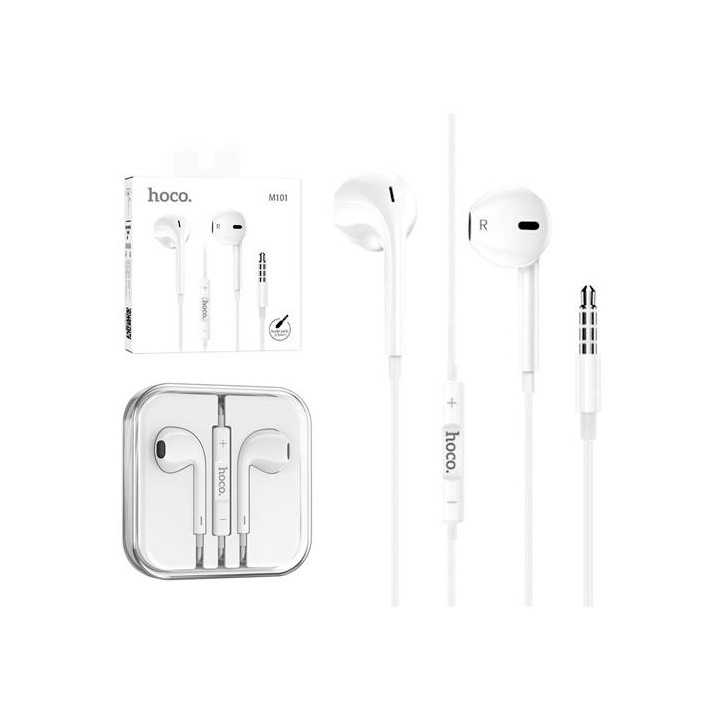 Hoco M101 Auricular jack 3.5mm con Micrófono Blanco