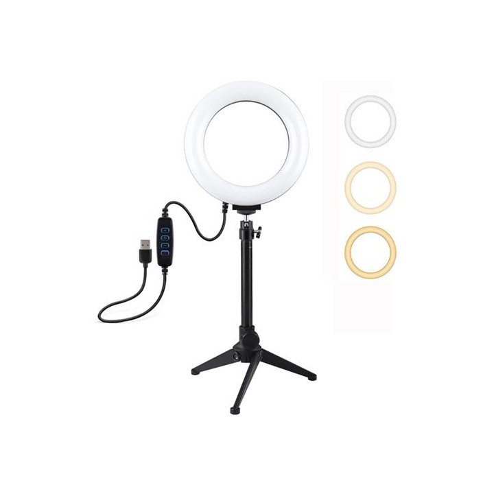 PULUZ PKT3032 ARO 16CM LED 3 TONOS CON SOPORTE 20CM