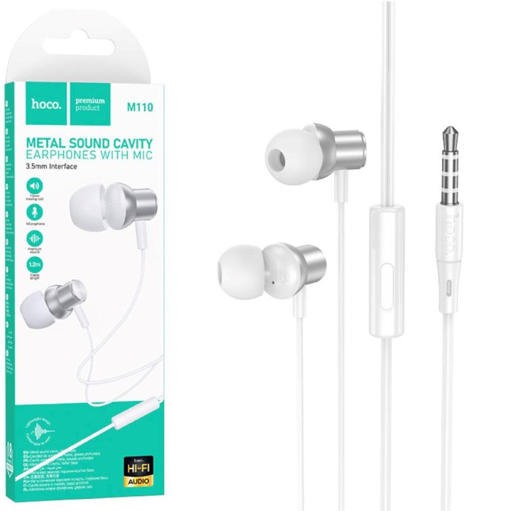 Hoco M110 Auriculares con Micrófono y Clavija 3.5mm Silver