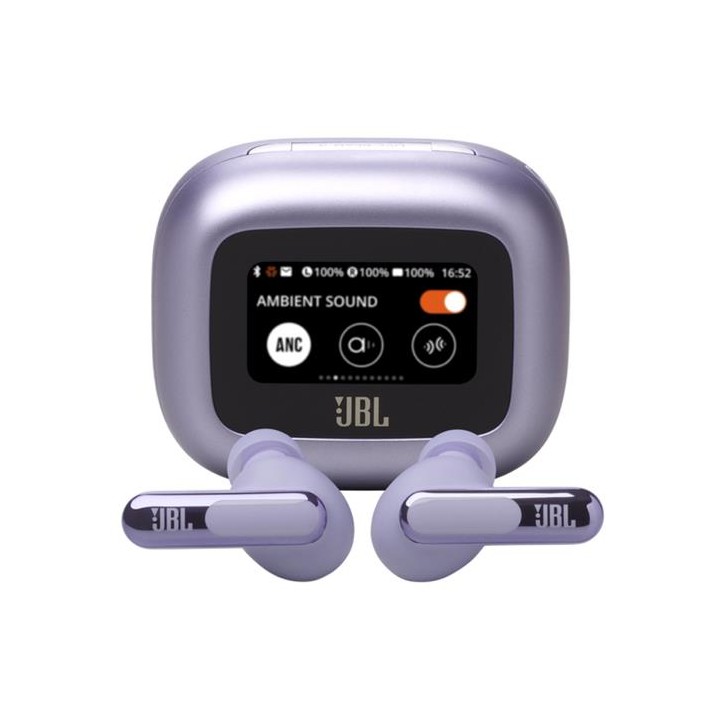 JBL Live Beam 3 Auricular Bluetooth con Cancelación de Ruido y pantalla Púrpura