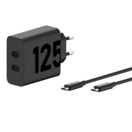 CARGADOR DE PARED MOTOROLA TURBOPOWER GAN X2 USB-C 125W 20V/6.25A BLACK + CABLE USB-C 1M