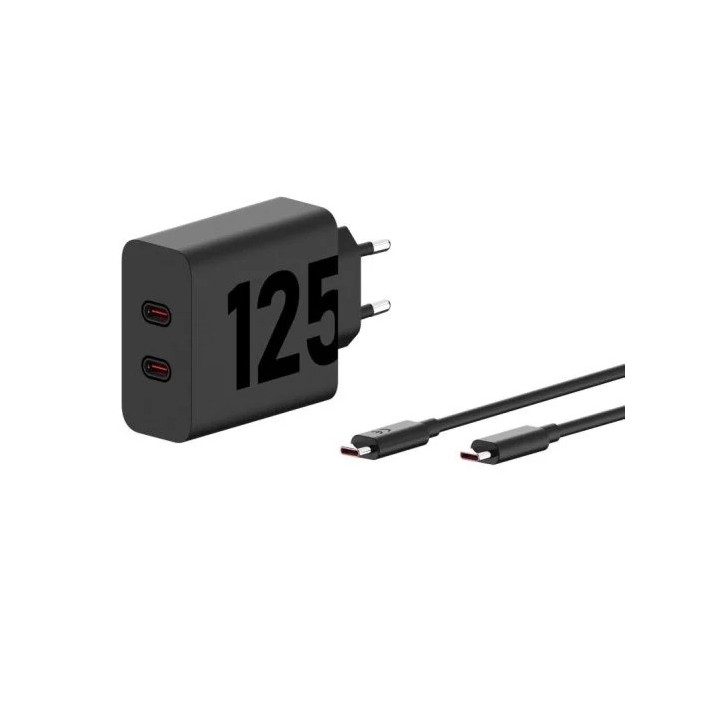 CARGADOR DE PARED MOTOROLA TURBOPOWER GAN X2 USB-C 125W 20V/6.25A BLACK + CABLE USB-C 1M