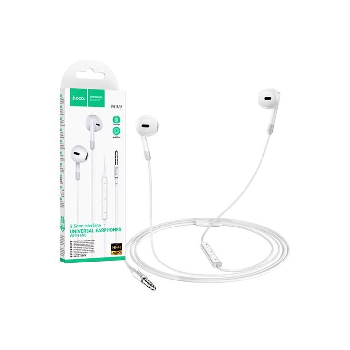 Hoco M109 Auricular con Micrófono y Clavija 3.5mm Blanco