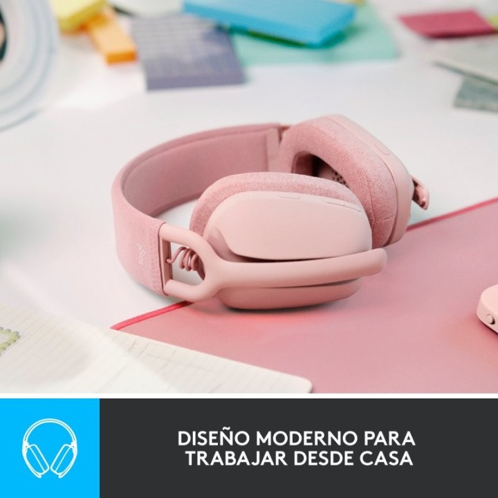 AURICULARES + MICROFONO LOGITECH ZONE VIBE 100 BLUETOOTH 5.2 ROSE