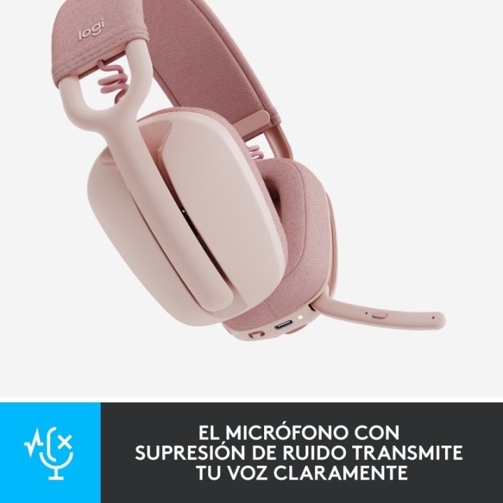 AURICULARES + MICROFONO LOGITECH ZONE VIBE 100 BLUETOOTH 5.2 ROSE