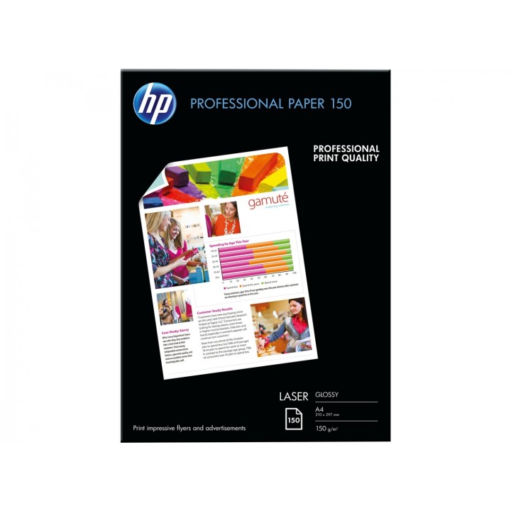PAPEL HP CG965A LASER GlOSSY PROFESIONAL A4 150GR 150 HOJAS
