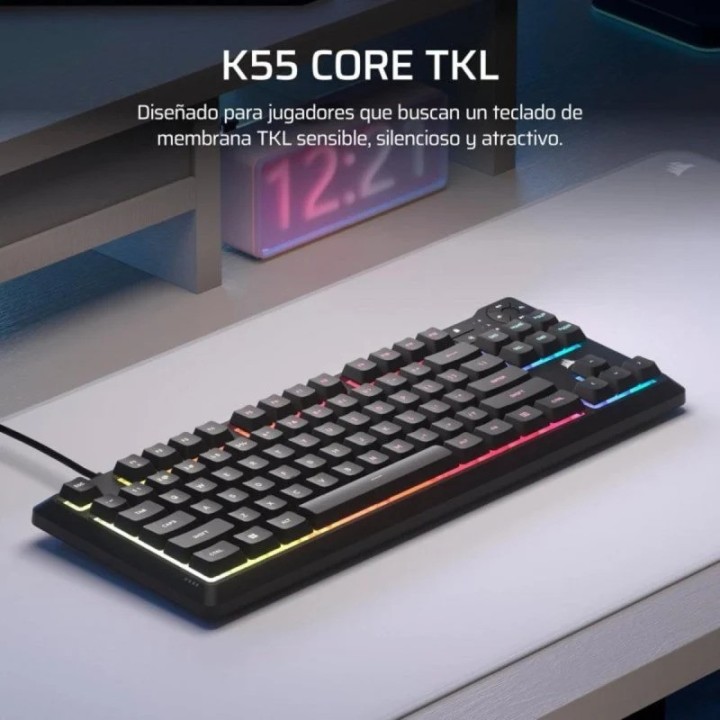 TECLADO GAMING CORSAIR K55 TKL USB ICUE RGB BLACK