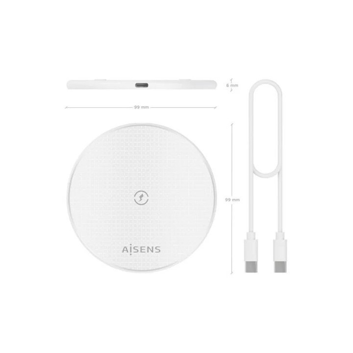 BASE DE CARGA AISENS WIRELESS SMARTPHONE 15W WHITE
