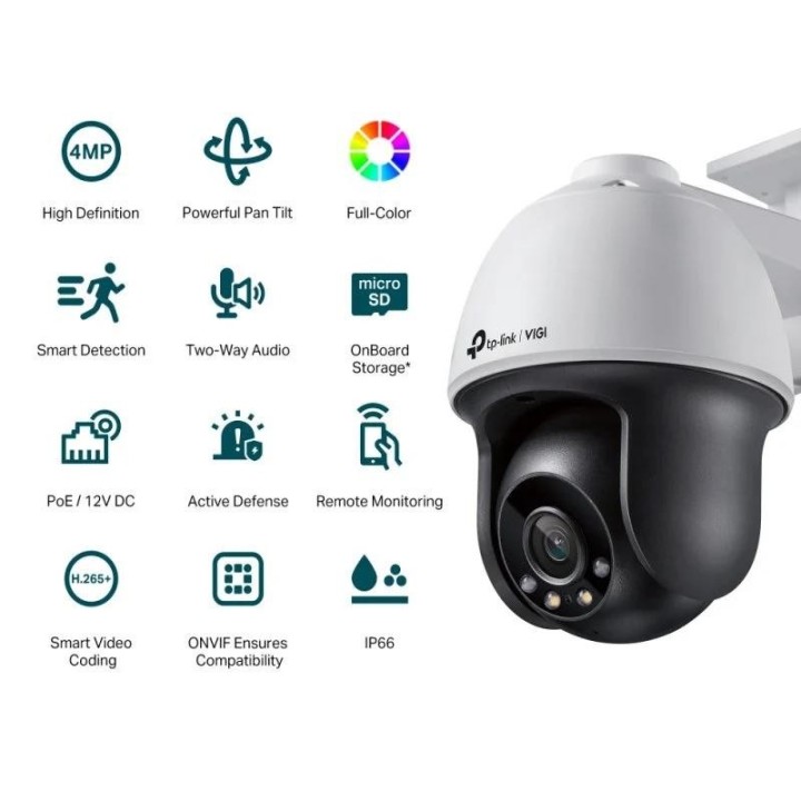 CAMARA IP TP-LINK VIGI PT EXTERIOR 4MP 4MM IR 30M POE