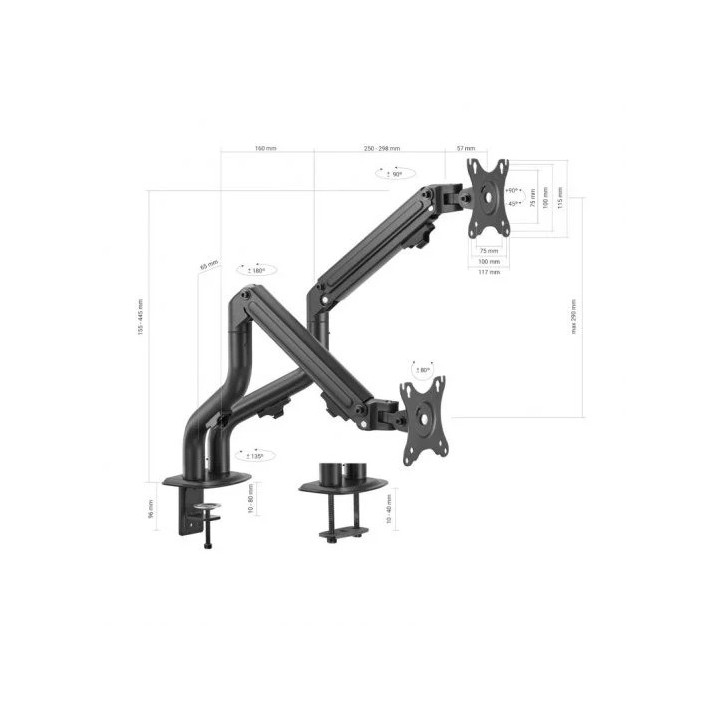 SOPORTE TV MONITOR AISENS 17-32 8KG 2 BRAZOS INCLINABLE/GIRATORIO