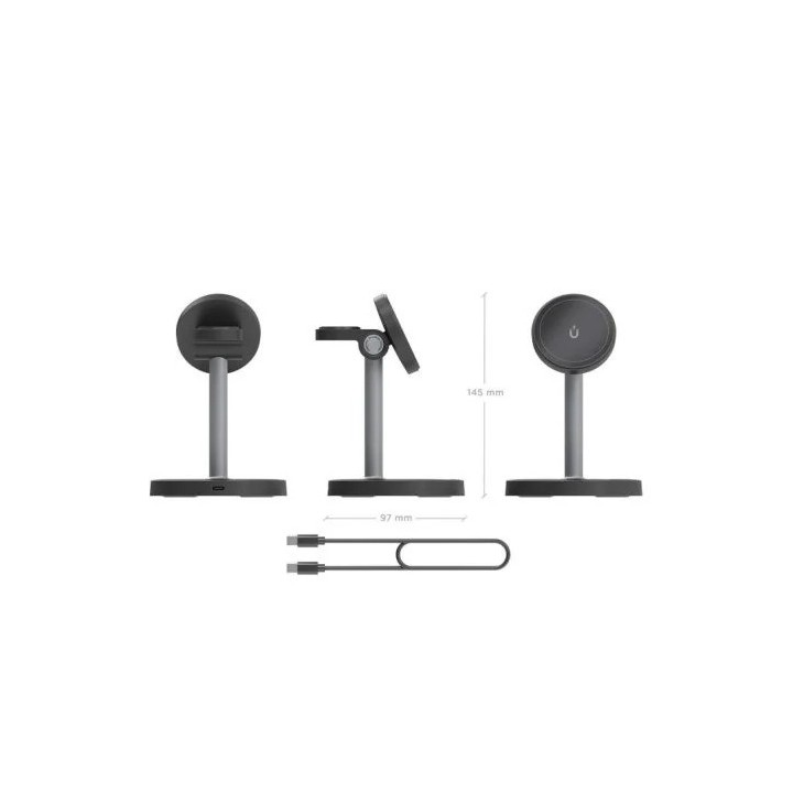BASE CARGADOR AISENS SMARTPHONE/APPLE WATCH/AURICULARES WIRELESS QI2 15W USB-C BLACK