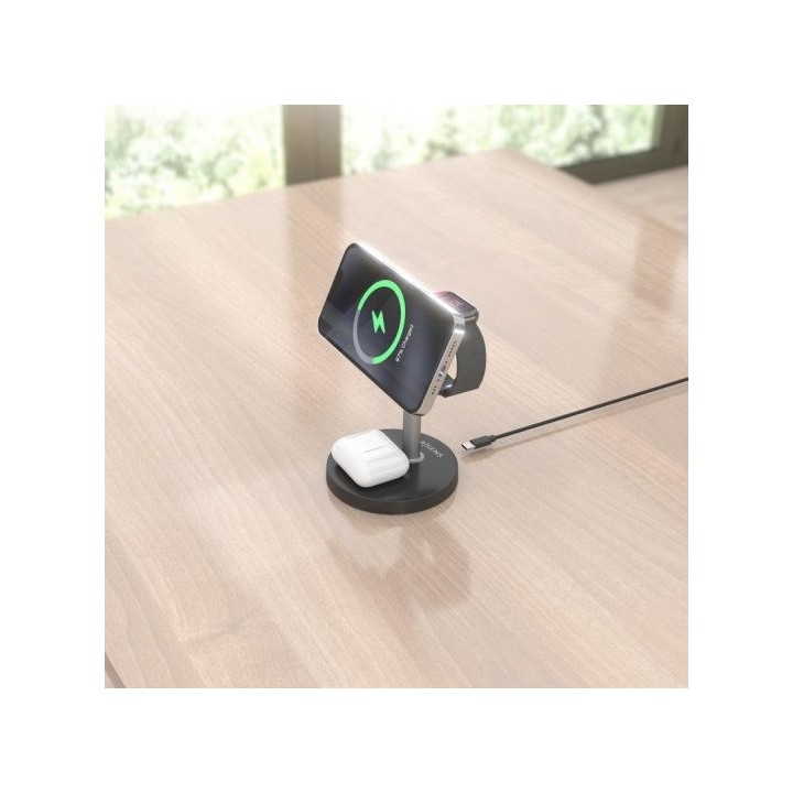 BASE CARGADOR AISENS SMARTPHONE/APPLE WATCH/AURICULARES WIRELESS QI2 15W USB-C BLACK