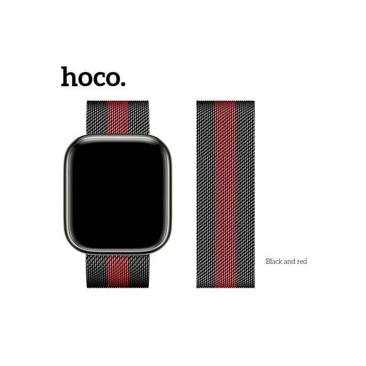 Hoco iWatch WA03 Simple Beauty Series Milanese Steel Strap (38/40/41mm) Negro y Rojo