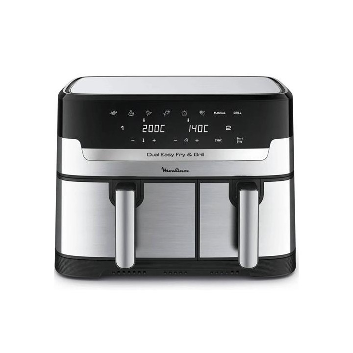 Moulinex EZ905D20 Freidora de Aire y Grill 8.3L Doble Cubeta Inox