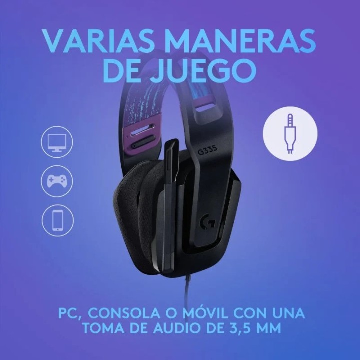 AURICULARES + MICROFONO LOGITECH GAMING G335 JACK 3.5MM BLACK/BLUE