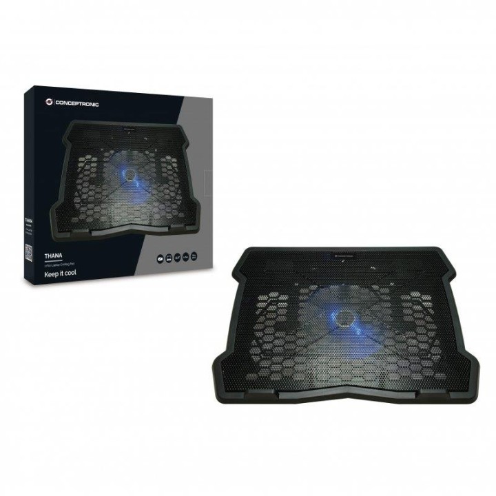 SOPORTE REFRIGERADOR NOTEBOOK CONCEPTRONIC ALUMINIO 15.6 ERGONOMICO BLACK