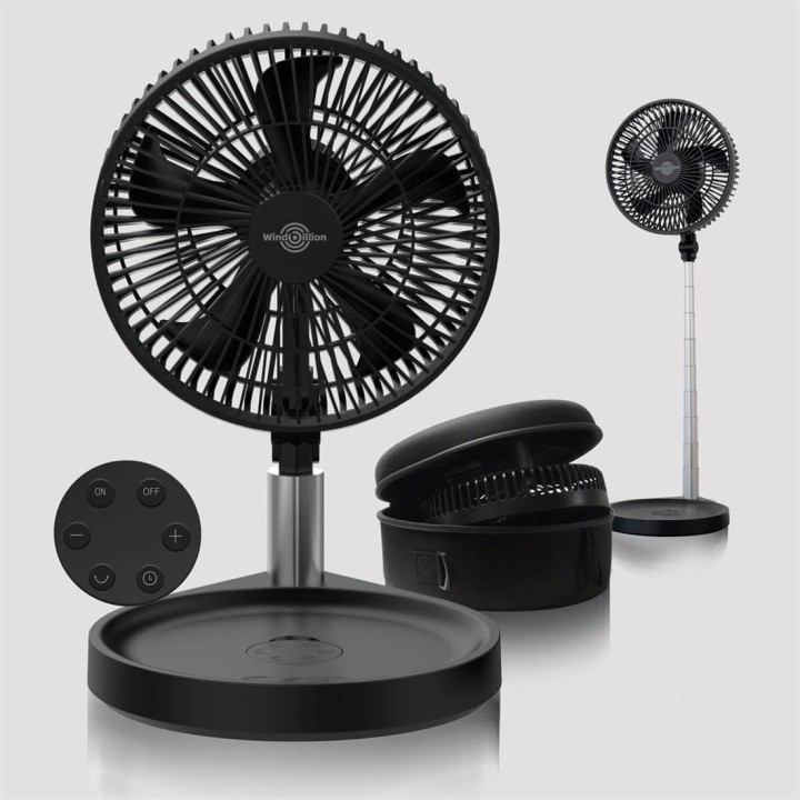 Windbillion H6 Ventilador Plegable y Recargable 37 Horas con Mando Negro
