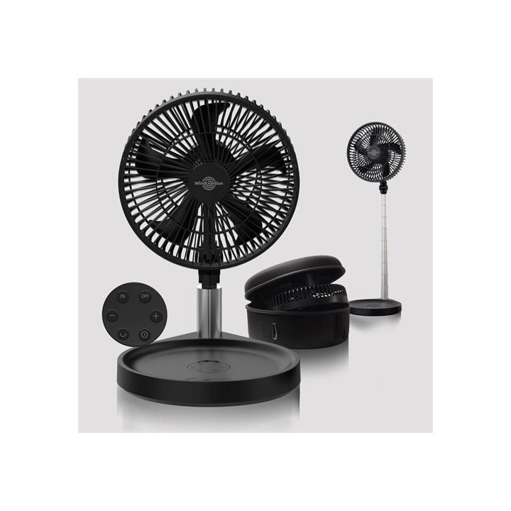 Windbillion H6 Ventilador Plegable y Recargable 37 Horas con Mando Negro