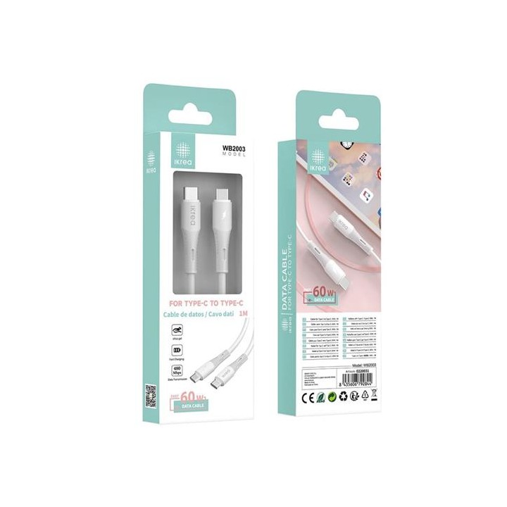 Cable USB-C a USB-C Carga Rápida 60W 1 Metro Ikrea WB2003