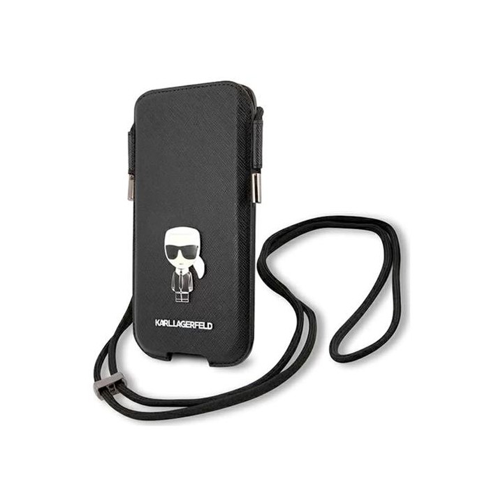 Karl Lagerfeld Torebka KLHCP12LOPHKMK 6.7" Negro Hardcase Saffiano Ikon