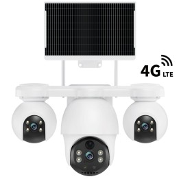 V380Max P19SE-4G V380 Pro Cámara de Seguridad Triple con 4G y Panel Solar