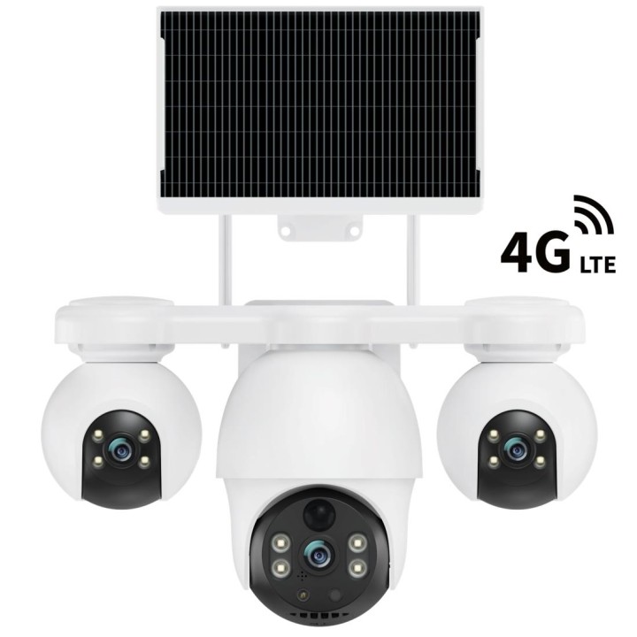 V380Max P19SE-4G V380 Pro Cámara de Seguridad Triple con 4G y Panel Solar