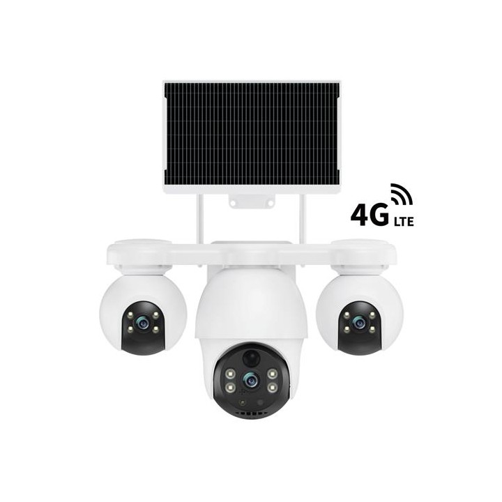 V380Max P19SE-4G V380 Pro Cámara de Seguridad Triple con 4G y Panel Solar